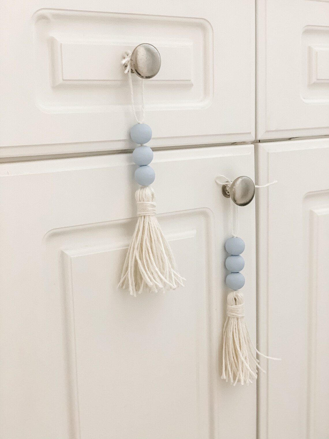 Set of 2 Mini Door knob tassels Wooden bead garland tassels Etsy