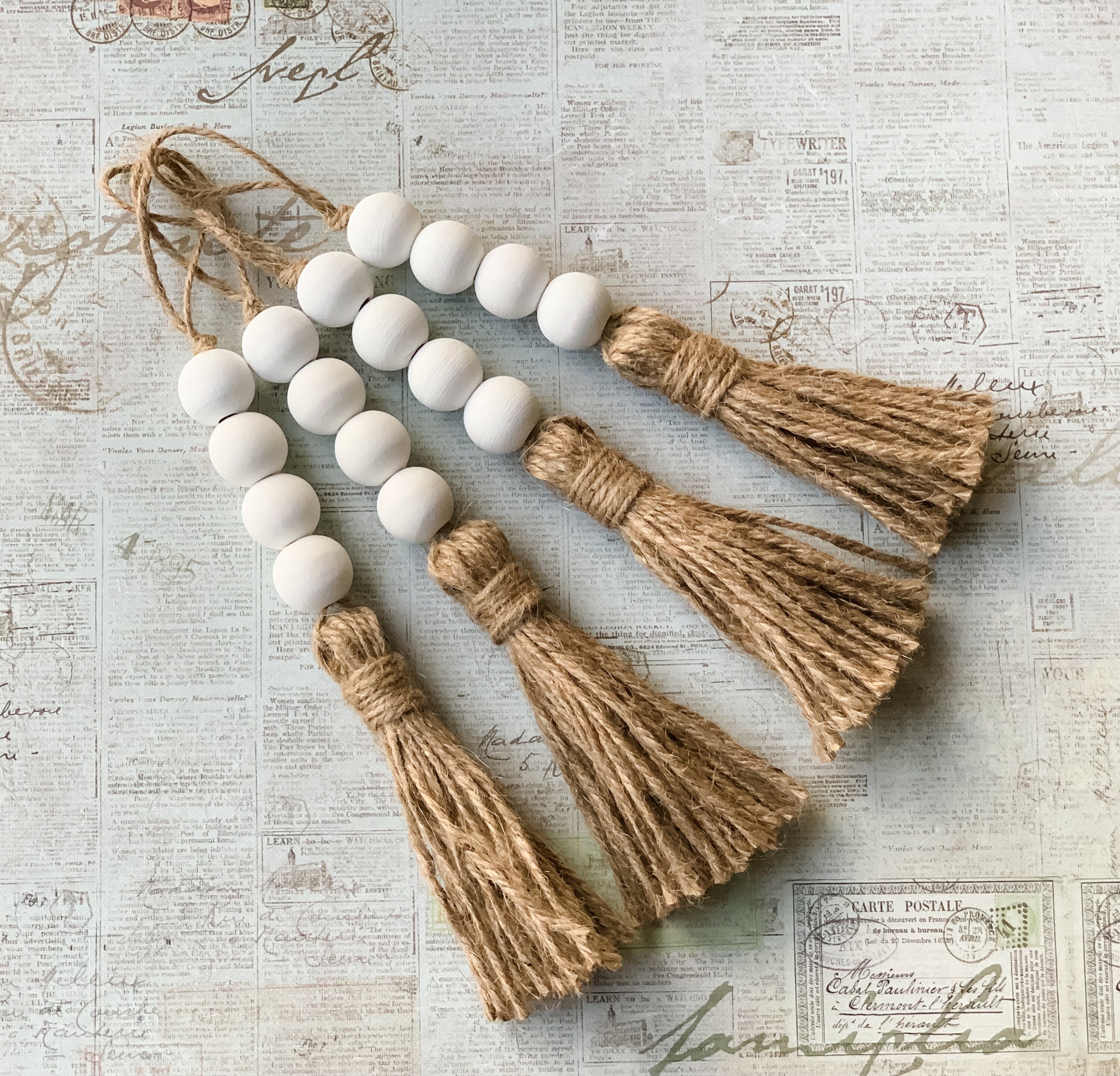 Set of 2 Door knob tassels Wooden bead garland tassels Etsy