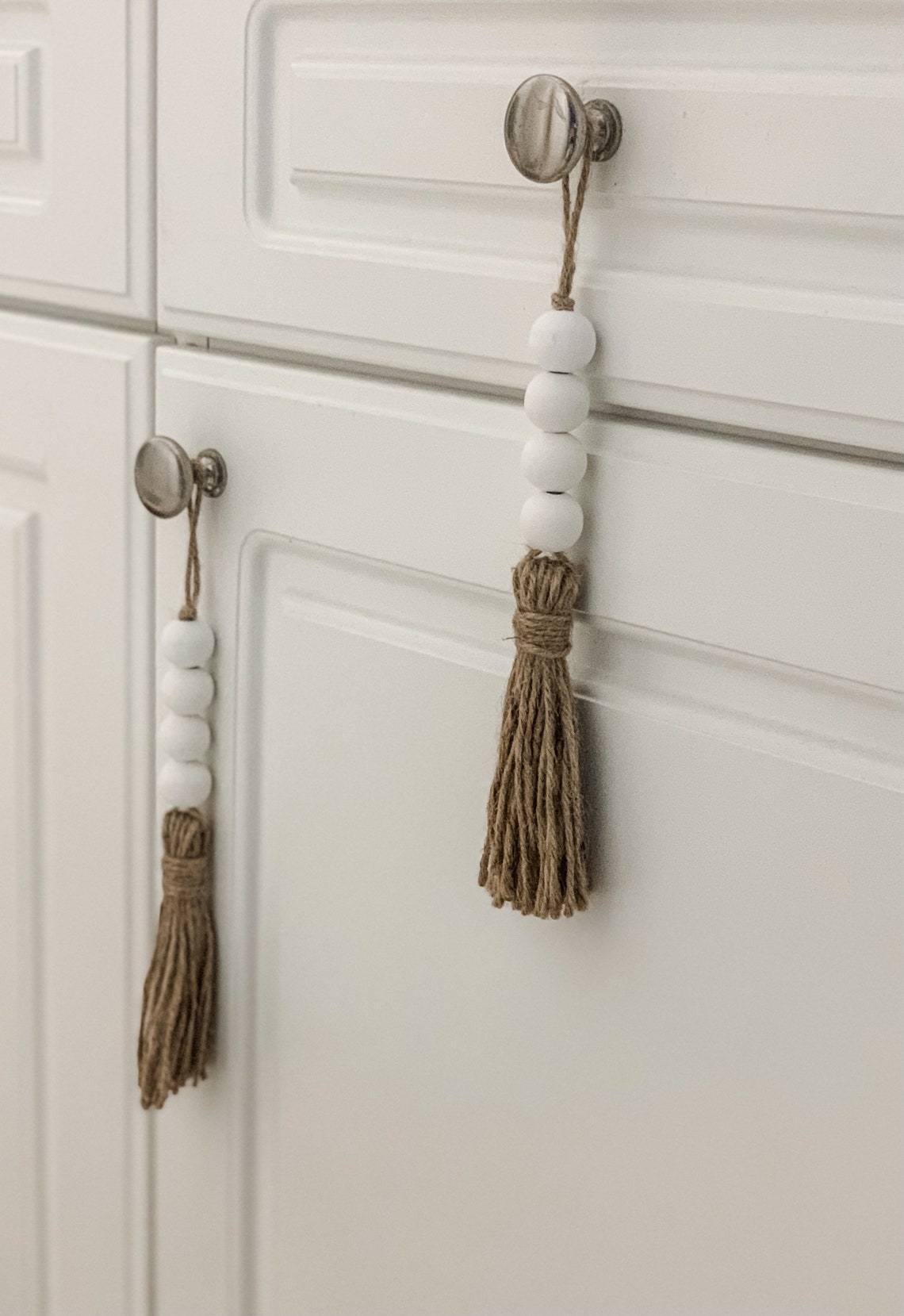 Set of 2 Door knob tassels Wooden bead garland tassels Etsy