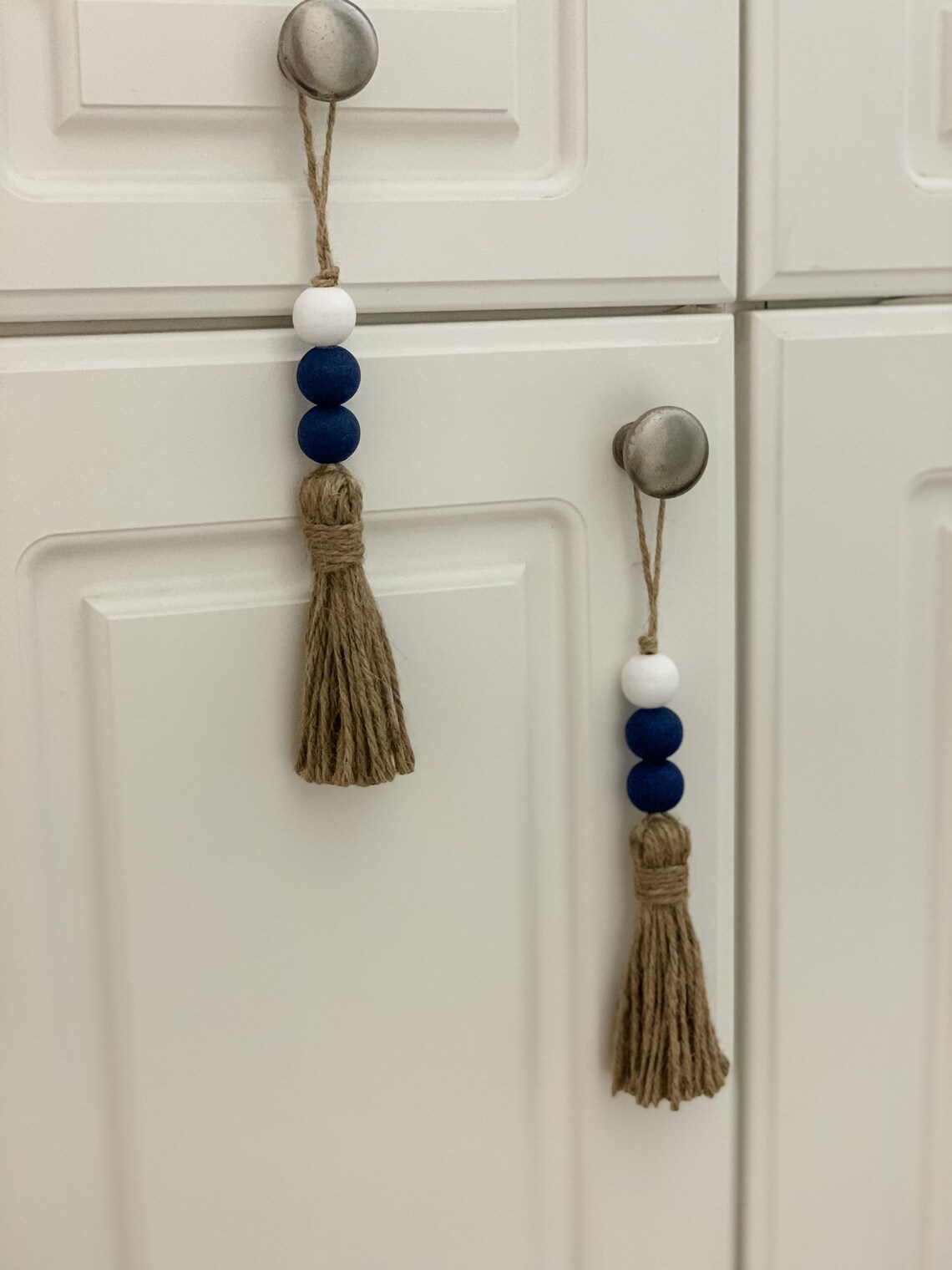 Set of 2 Mini Door knob tassels Wooden bead garland tassels Etsy