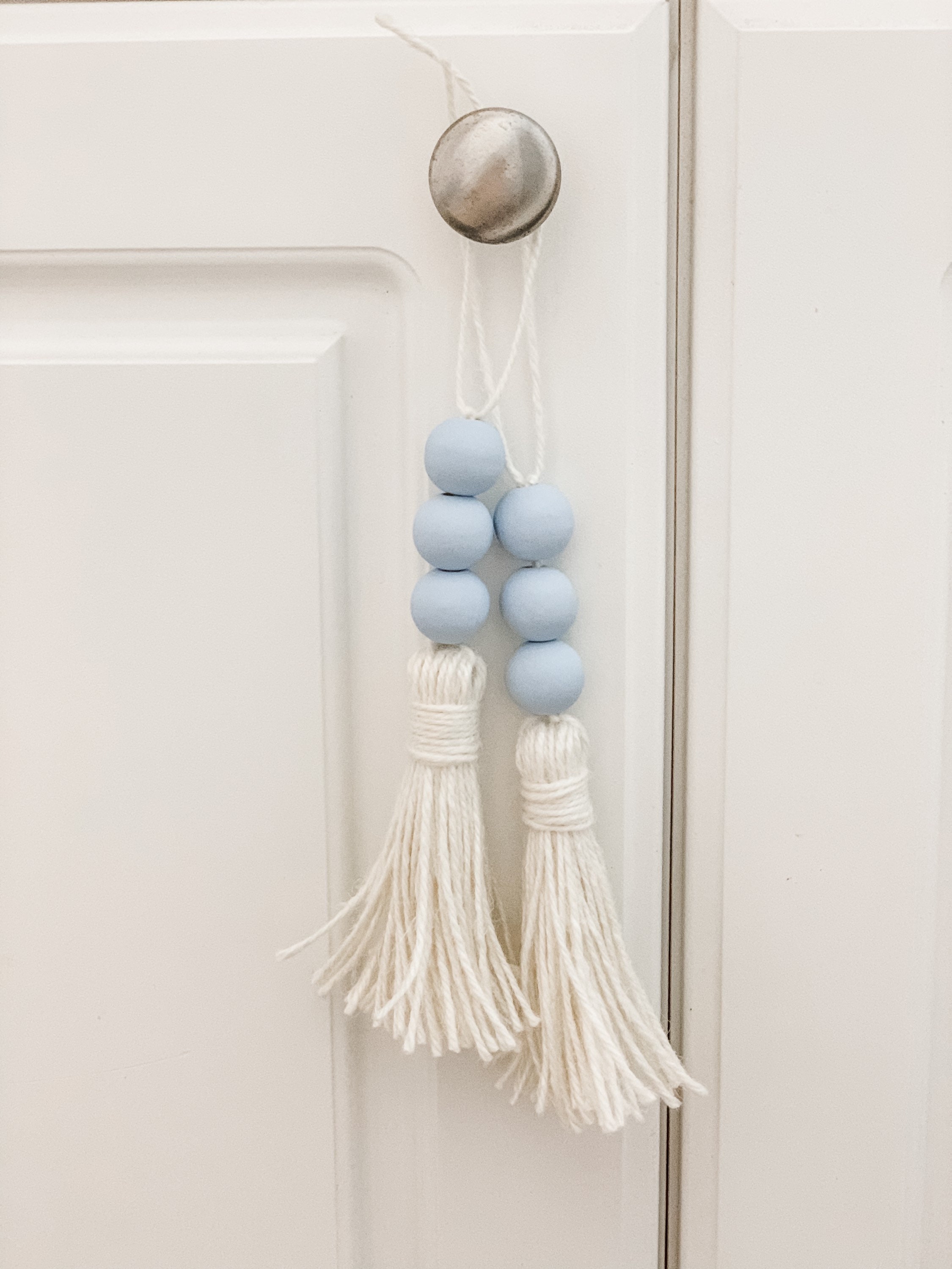 Set of 2 Mini Door knob tassels Wooden bead garland tassels Etsy