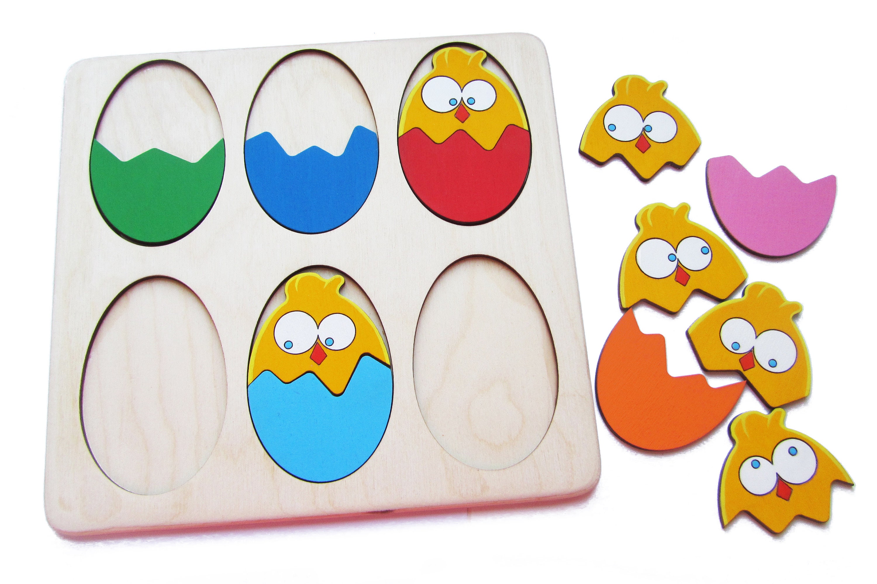 Easter Egg Puzzle Wooden Egg Montessori Toys Educational Etsy