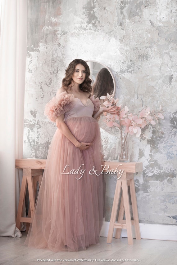 Buy Maternity Photoshoot Gown for Women Pregnancy Dress (Crepe, X-Large) at  Amazon.in