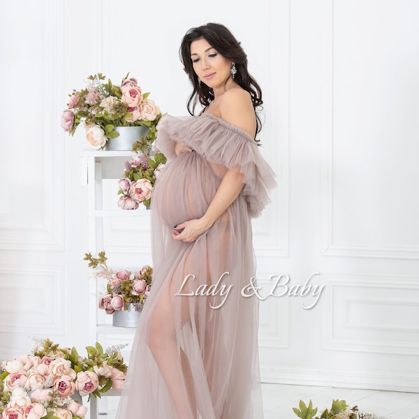 Maternity dress photo shoots tulle  cappuccino