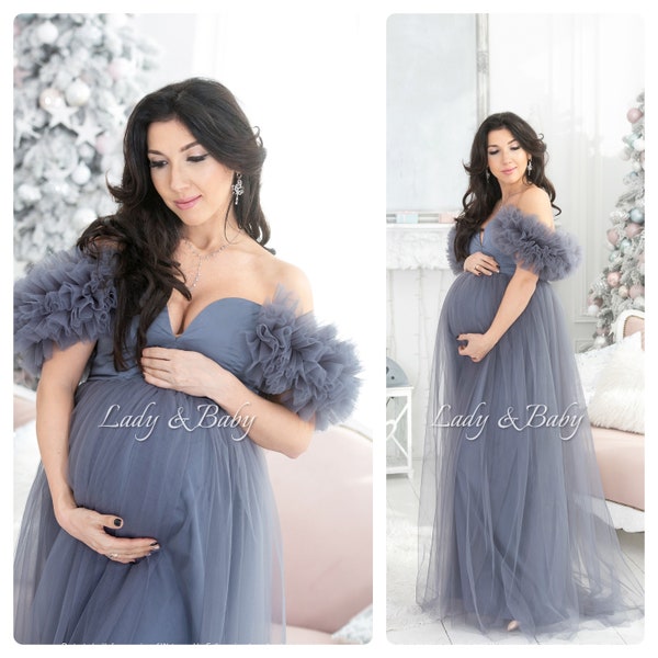 Maternity dress photo shoots tulle Baby shower party dress