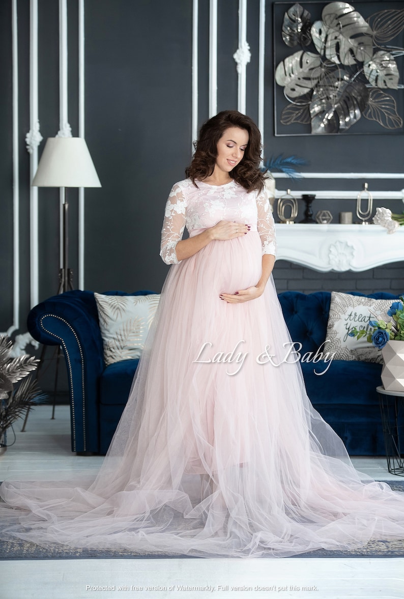 Maternity dress photo shoots tulle  tulle pragnensy dress image 2