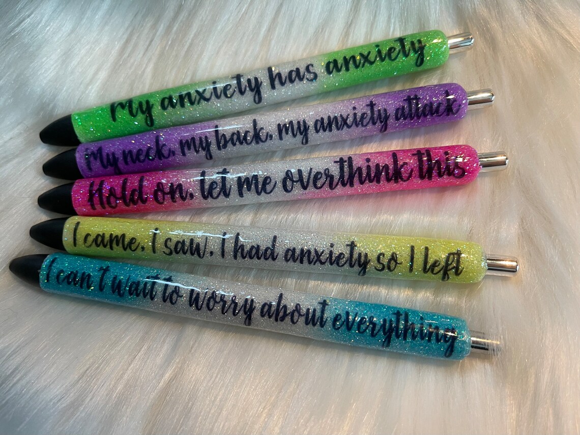 Glitter Pens Anxiety Pens Days of the Week Pens Epoxy Etsy