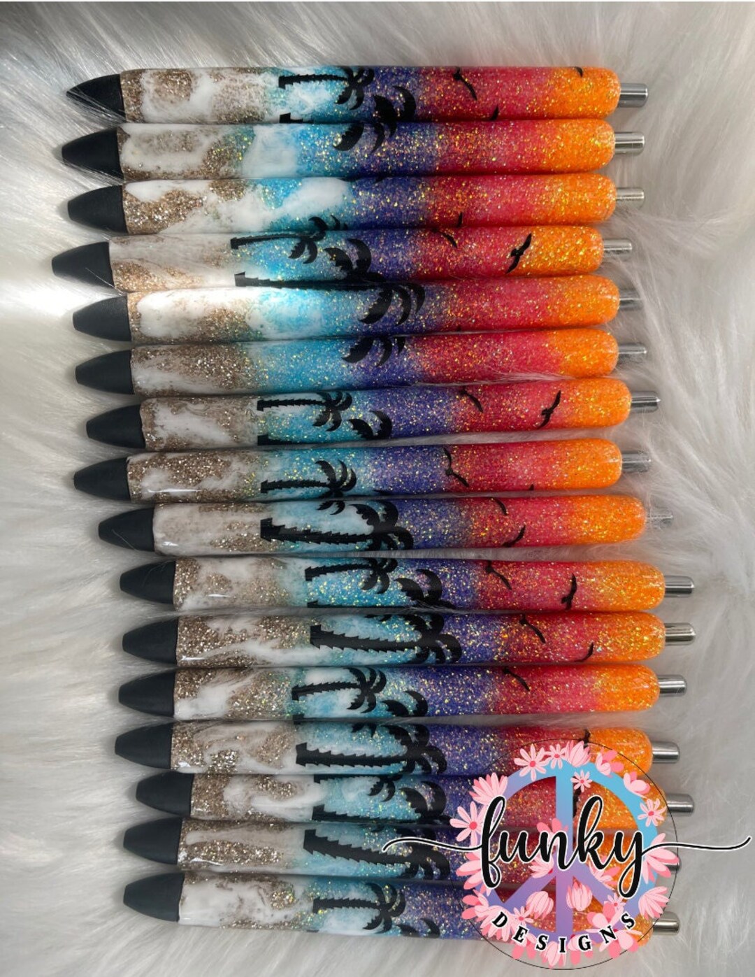 Glitter Pens | Sunset Beach Pen | Beach Pen Pens | Refillable Pen ...