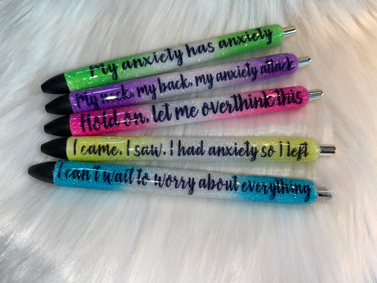 Glitter Pens Anxiety Pens Days of the Week Pens Epoxy Etsy