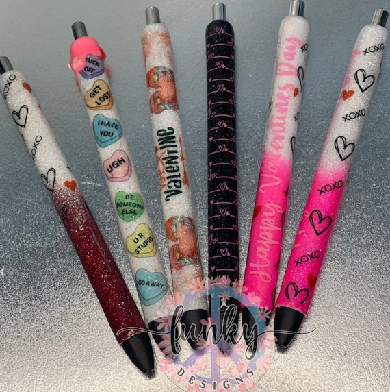 Valentines Day Glitter Pens Glitter Pens Valentines Day Epoxy Pens