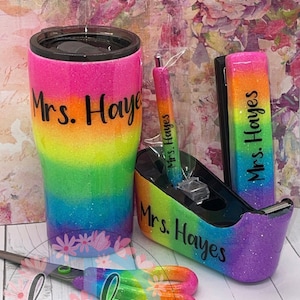 Rainbow Stapler | Rainbow Tape Dispenser | Rainbow Office Set | Gifts for office | Rainbow Gift Set | Rainbow Pens | Rainbow Scissors