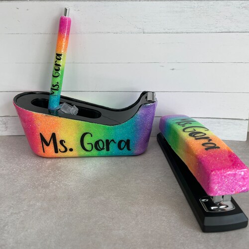 Rainbow Stapler Rainbow Tape Dispenser Rainbow Office Set Etsy