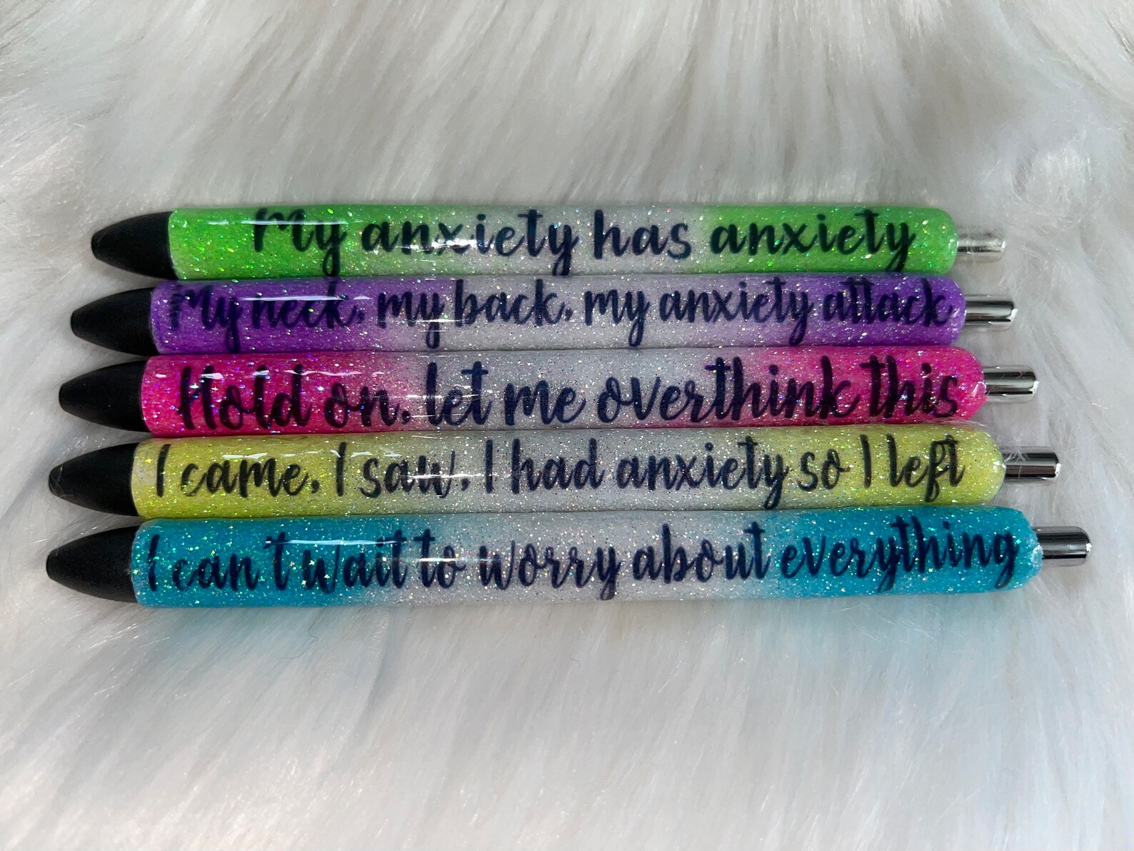 Glitter Pens Anxiety Pens Days of the Week Pens Epoxy Etsy