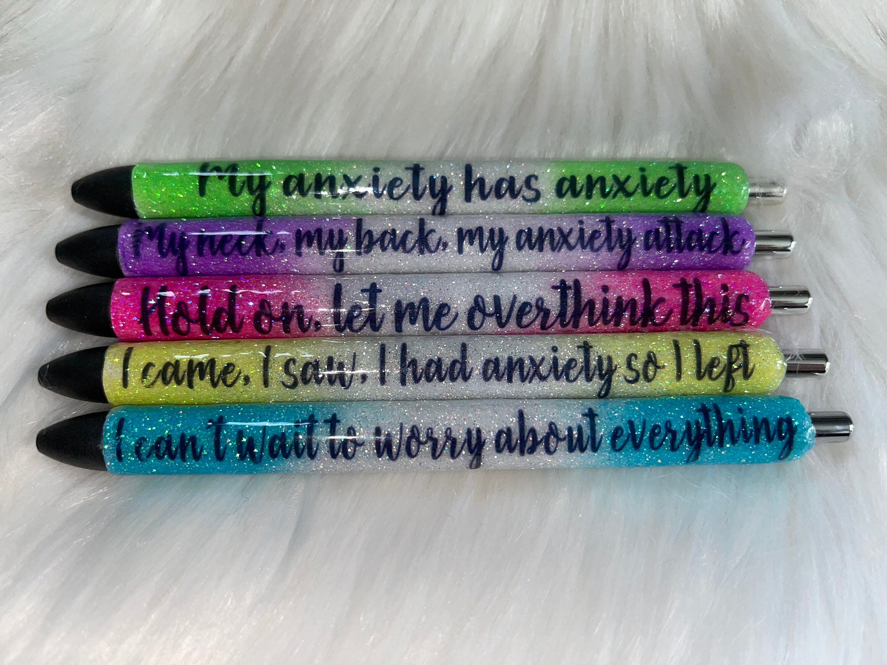 Glitter Pens Anxiety Pens Days of the Week Pens Epoxy Etsy
