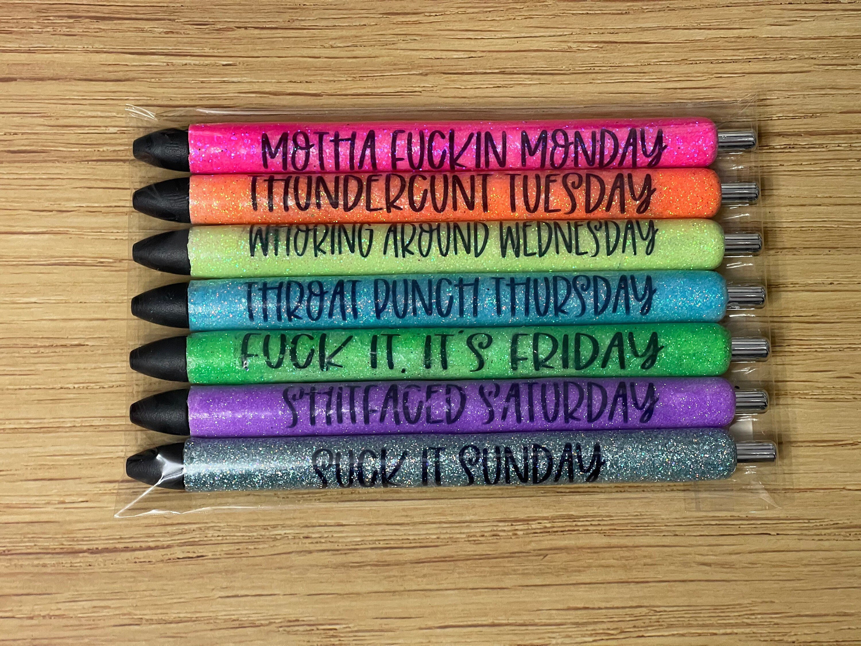 Glitter Pens Cus Word Pens Days of the Week Pens Epoxy Etsy