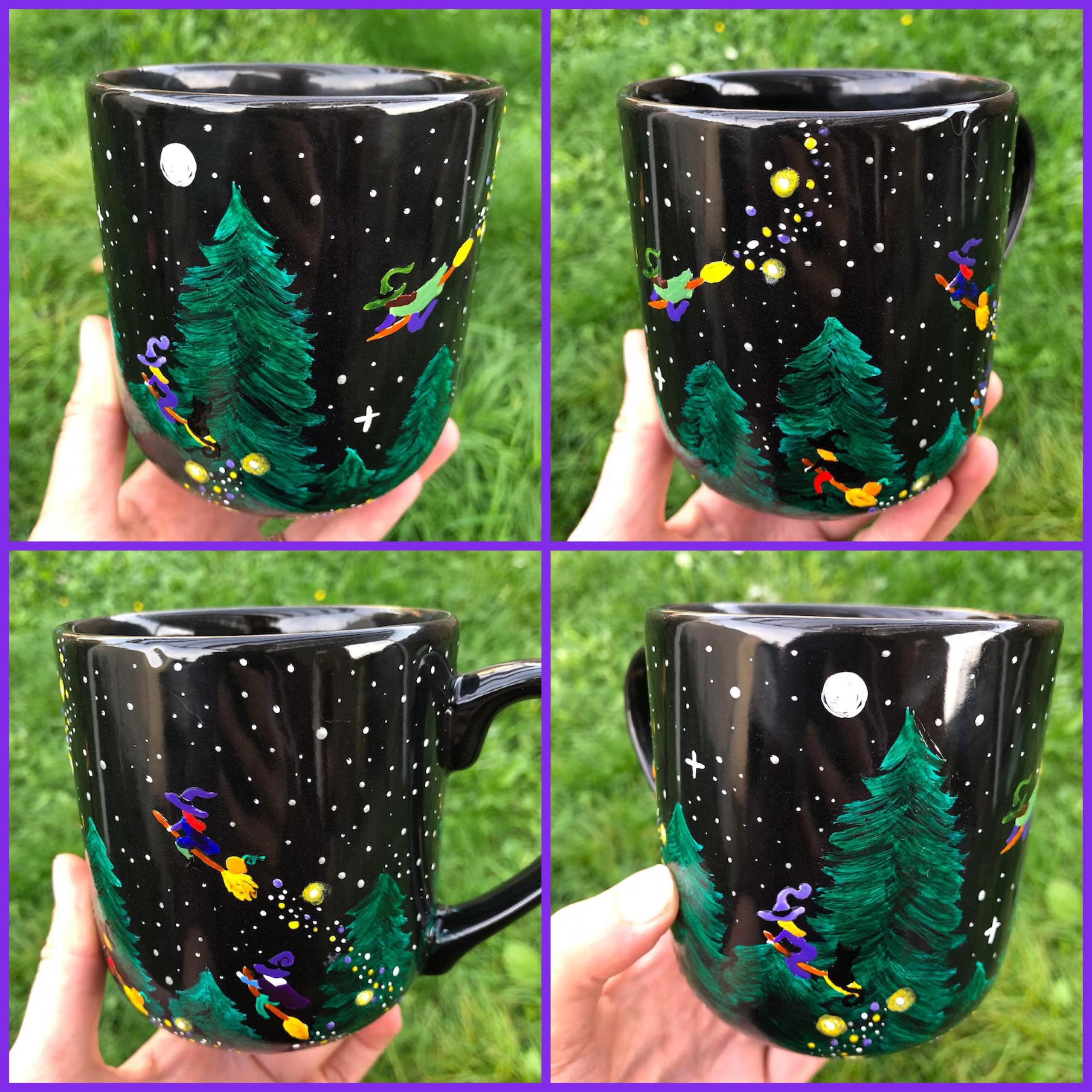 The Night of the Witches Mug Hand Painted Artisanal 