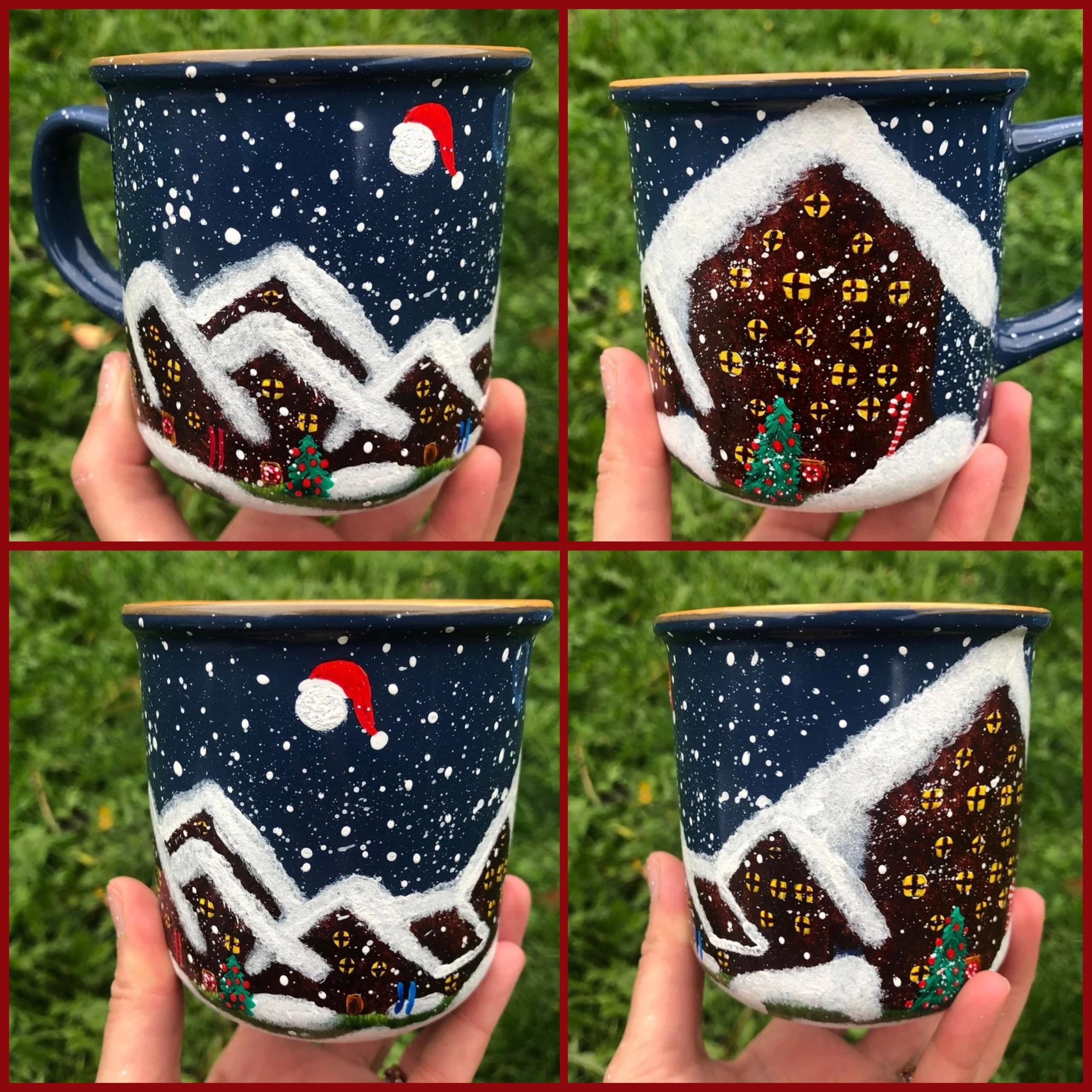 Christmas Mug, Christmas, Christmas Tree, Snowman, Snow, Cottage