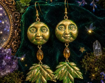 Fairy earrings, magical, enchanted, mystical, celestial, dreamy, fairy tale, enchanted forest, nature, vintage, witchy, handmade, gaia
