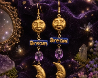 Fairy earrings, magical, enchanted, mystical, celestial, dreamy, fairy tale, enchanted forest, nature, vintage, witchy, handmade