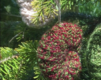 Fossil Ammonite Christmas Tree Decorations, Hand Knitted