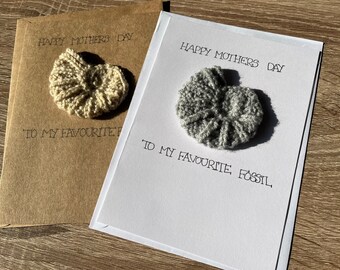 Favourite Fossil Ammonite Mother’s Day Card, Hand Made in Brown or White