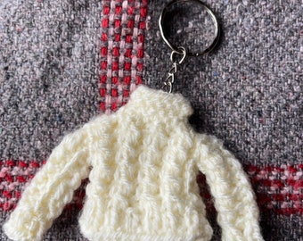 Knives Out Tiny Hand Knit Cable Aran Sweater Keyring
