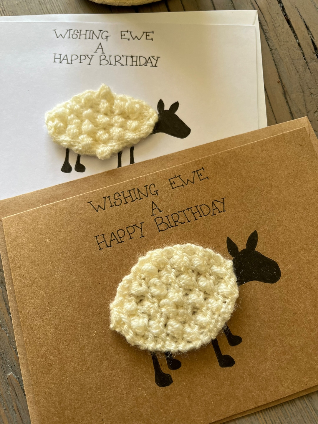 Alles Gute zum Geburtstag Schaf Karte, handgestrickt und handgefertigt
