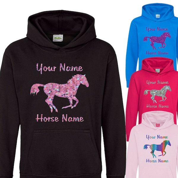 Personalised Kids Horse Riding Hoodie - Add You and Your Horses Names!