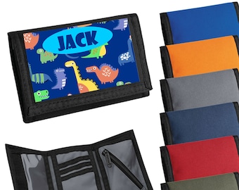 Bi-Fold Wallet Dinosaur Silhouette Black Multi Color