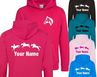 Équitation personnalisée Horse Kids Nom personnalisé Hoodie