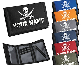 Personalisierte Piraten Skull Ripper Stil Brieftasche / Geldbörse - Fügen Sie Ihren Namen hinzu, benutzerdefinierter Druck