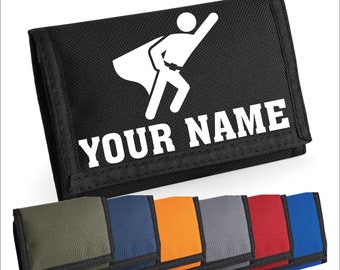 Personalised Super Hero Man Wallet/Purse - Add Your Name, Custom Printing