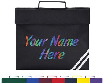 Personalised Childrens Book Bag with Sparkle Letters - Add Your Name Kids School Bag