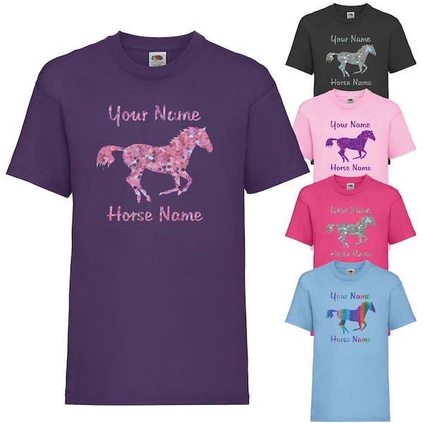 Personalised Kids Horse Riding T-Shirt - Add You and Your Horses Names!