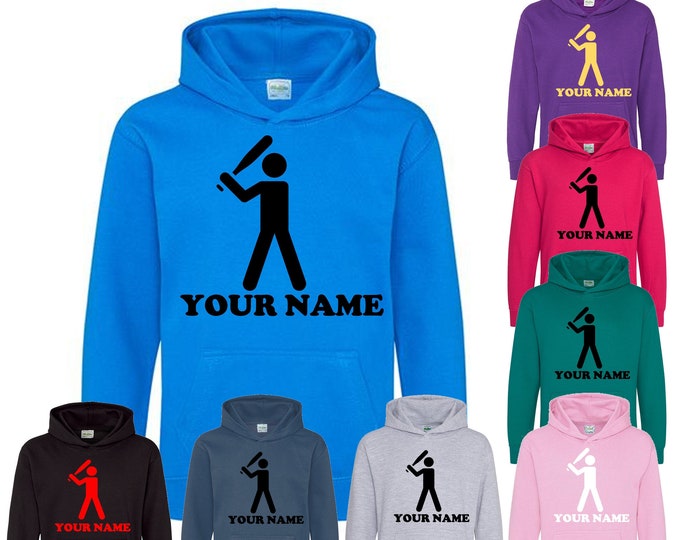 Personalised Kids Baseball Hoodie Custom Sport - Add Your Name!