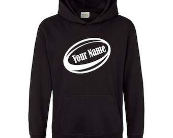Personalised Kids Rugby Hoodie - Add Your Name!