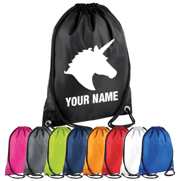 Personalised Unicorn Drawstring Bag - Custom PE Gym Sports Bag
