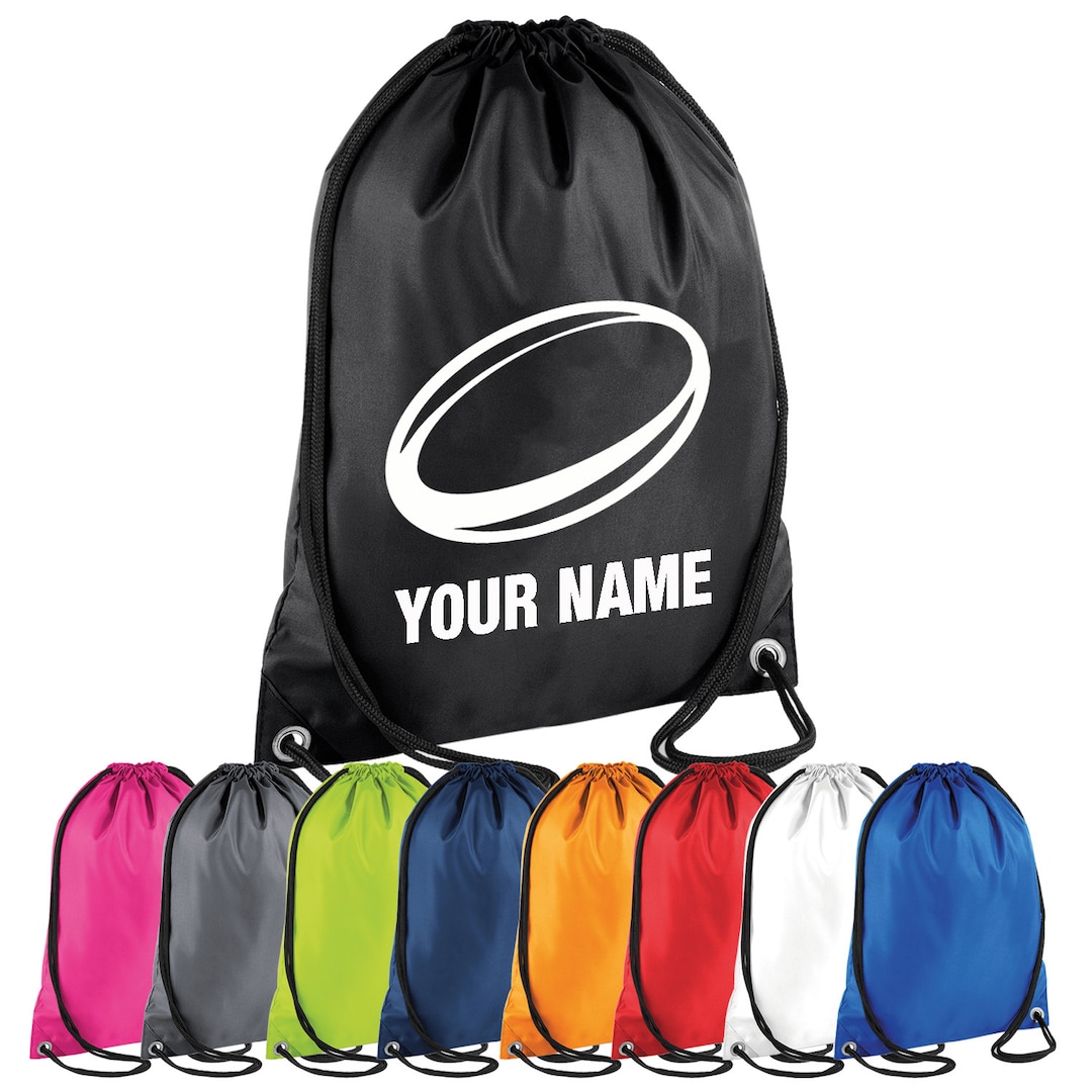 Personalised Rugby Drawstring Bag - Custom PE Gym Sports Bag - Etsy UK