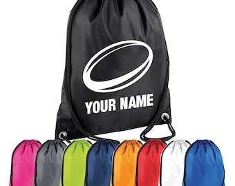 Personalised Rugby Drawstring Bag - Custom PE Gym Sports Bag