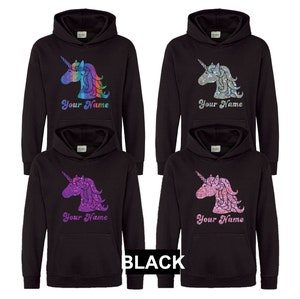 Personalisierter EinhornKopf Kinder Hoodie Mit Namen Bild 2