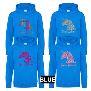 Personalisierter EinhornKopf Kinder Hoodie Mit Namen Bild 3