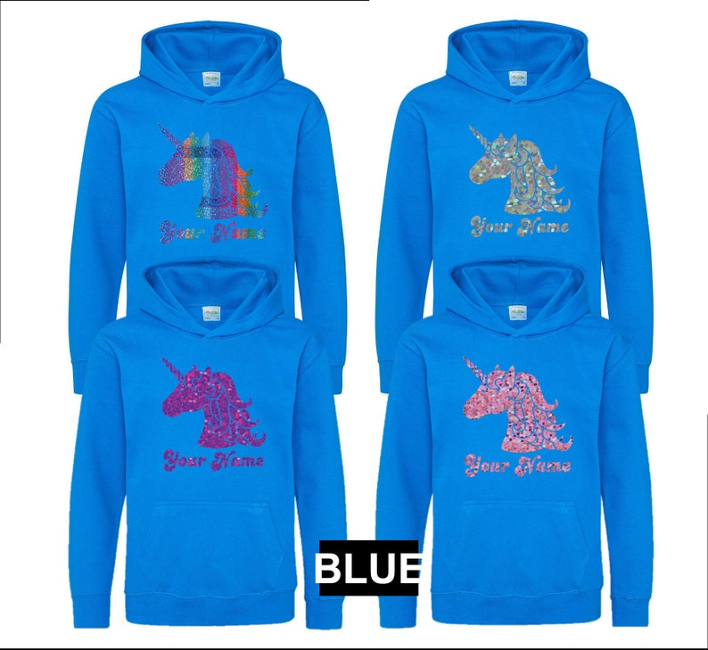 Personalisierter EinhornKopf Kinder Hoodie Mit Namen Bild 3