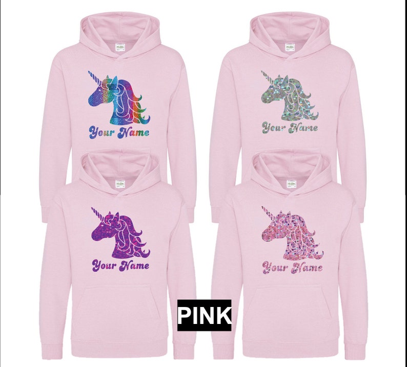 Personalisierter EinhornKopf Kinder Hoodie Mit Namen Bild 4