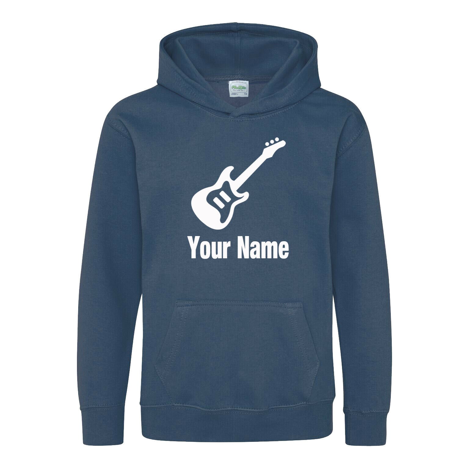 Personalised Kids Electric Guitar Music Hoodie Add Your Etsy UK