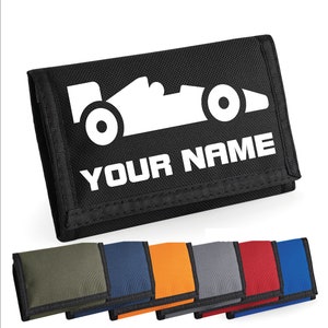 Personalised Race Car Formula One Style Wallet/Purse - Add Your Name, Custom Printing