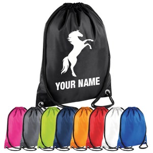 Personalised Rearing Horse Drawstring Bag - Custom PE Gym Sports Bag