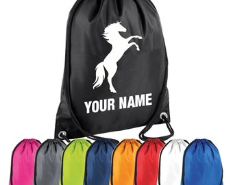 Personalised Rearing Horse Drawstring Bag - Custom PE Gym Sports Bag