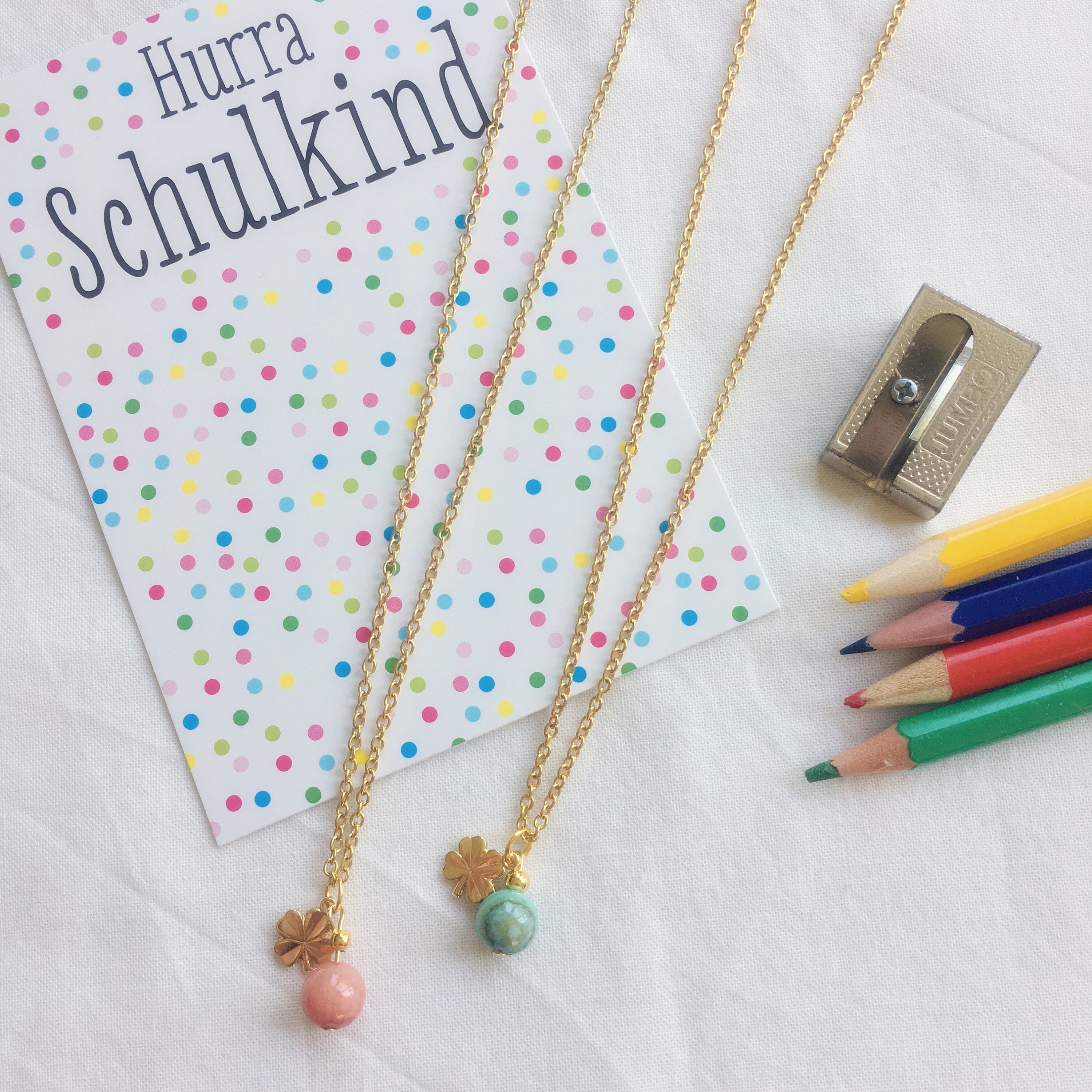 HZAOPZE Einhorn Halskette Zur Einschulung - Herzförmige Kette Mit Einhorn-Anhänger Für Schulanfänger