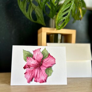 Hibiskus Blumen Aquarell Grußkarte