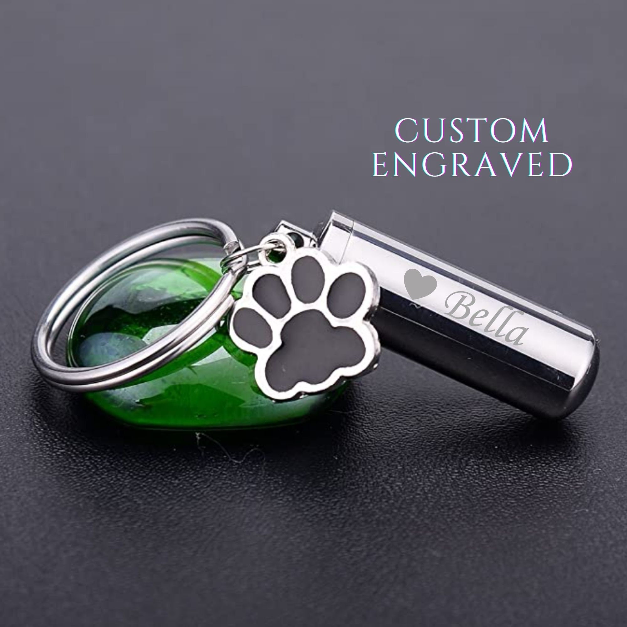 Engraved Dog Keychain Urn Keychain Custom Pet Ashes Etsy